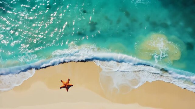 T&uuml;rkise Wellen am Sandstrand &ndash; Luftaufnahme von Meer und K&uuml;ste