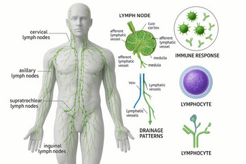 Human Lymphatic System Illustration: Anatomy, Lymph Nodes, Immune Response, Lymphocyte & Drainage [Illustration]