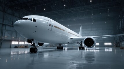 large white airplane hangar floor