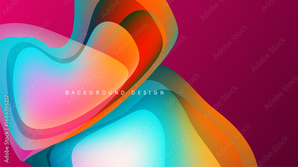 Aufkleber abstract fluid shapes, vibrant colors blend. dynamic composition, modern design elements create visu