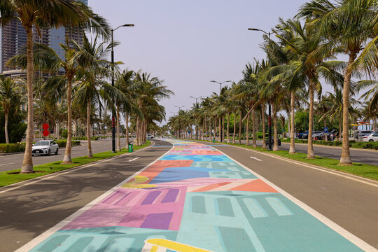 Jeddah, Saudi Arabia - May 9, 2025: colorful streets of jeddah city.