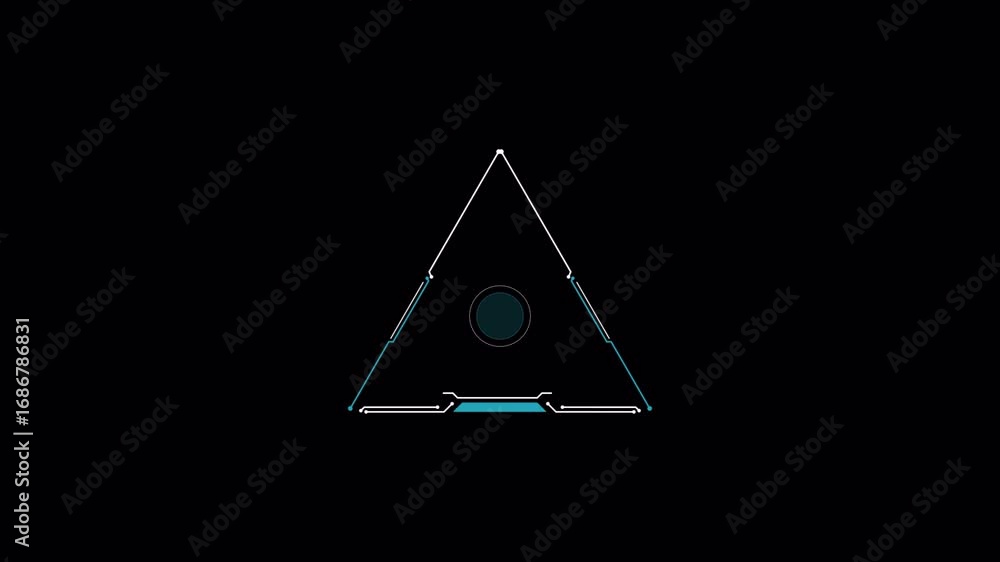 Poster abstract tech triangle: dynamic neon lines & glowing core animation