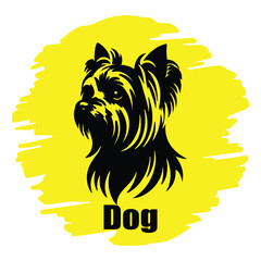 Black dog silhouette, with yellow background vector illustration
