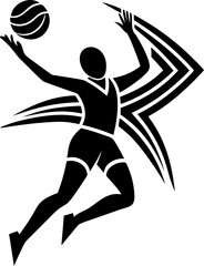 Dynamic Volleyball Player Illustration Featuring an Active Pose Bold Graphics and Modern Design Ideal for Sports Branding Team Logos or Event Promotions Showcasing Athleticism and Energy