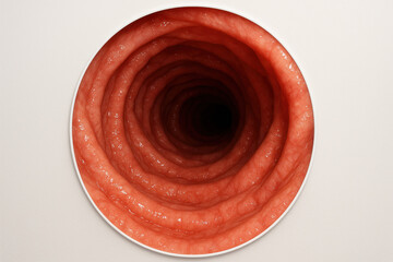 Colonoscopy View: Human Intestine Anatomy - Illustration