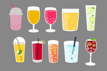 Beverage Clipart Collection with Tea, Milkshake and Cocktail
