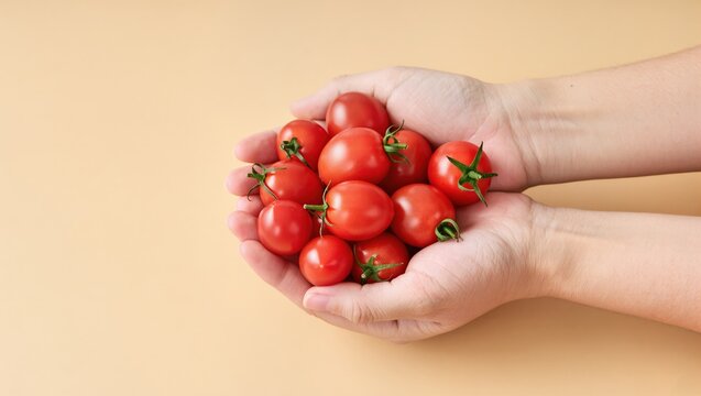 Hands Holding Fresh Tomatoes