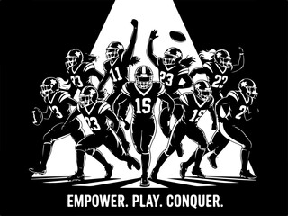 American Football  Players, Sports Art, Team Vector Bundle