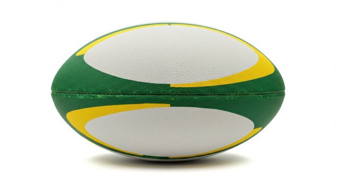 Close up of a Rugby Ball Green and Yellow Panels.