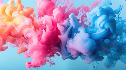 Colorful abstract ink swirling in water creating a vibrant background art