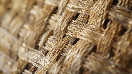 Fototapeta premium Detailed close up of woven natural fiber creating a textured background