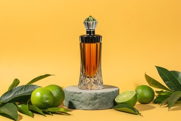 Luxury Perfume Citrus Scent, Elegant Bottle, Product Photography
