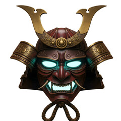Samurai Mask: Glowing Oni Helmet, Japanese Warrior Armor