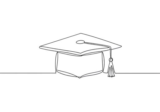 Isolated White Graduation Cap Illustration On Black Background