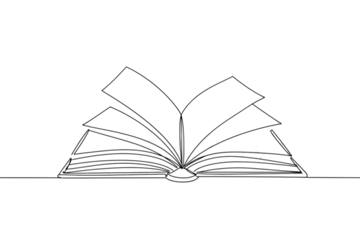 Isolated White Illustration of Open Book with Transparent Background