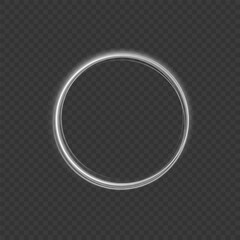 Light circle white swirl. Curved white line light effect. Flash vector semicircle . Glowing white speed circle portal	