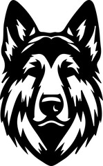 Black and White Dog Head Vector Illustration – Animal Logo Icon Design