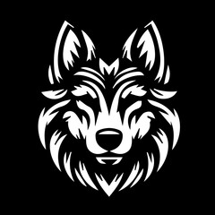 Black and White Dog Head Vector Illustration – Animal Logo Icon Design