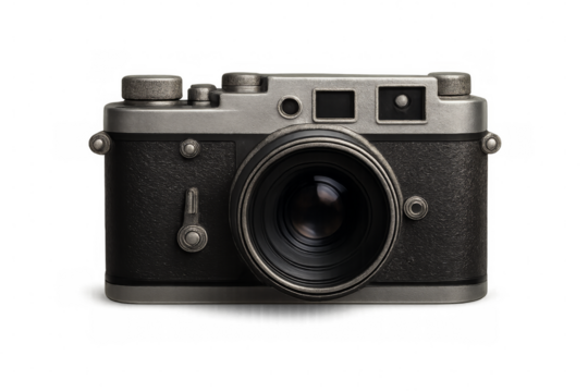 Vintage analog camera isolated on transparent background: capturing timeless memories