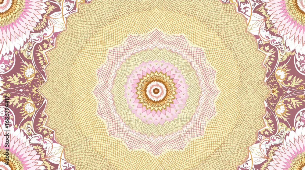 Poster intricate mandala design with floral and geometric patterns on textured background vector illustrati
