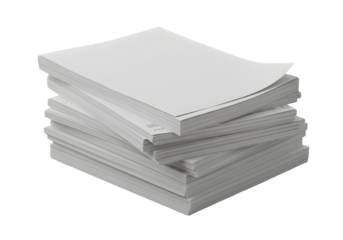 Isolated White Paper Stack on Transparent Background Realistic Illustration