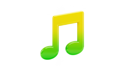 Colorful musical note symbol representing music and sound isolated on white background.