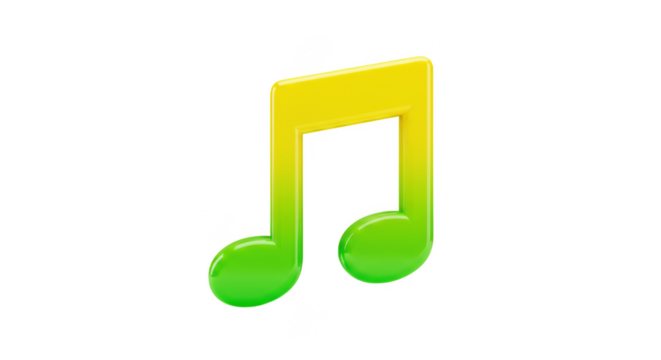 Colorful musical note symbol representing music and sound isolated on white background. - Powered by Adobe