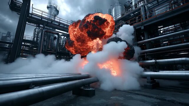 Fiery explosion at industrial plant