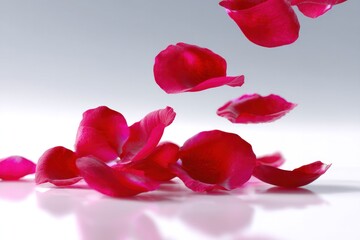 Falling Petals: Delicate rose petals cascade, creating an image of graceful elegance and a celebration of love and beauty.