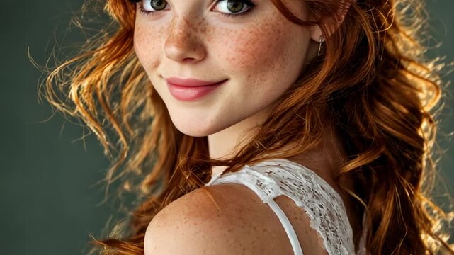 Redhead beauty, shoulder view