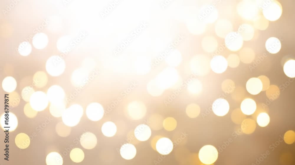 Poster Abstract Bokeh Lights With Festive Glow In Gradient Amber And Beige Background