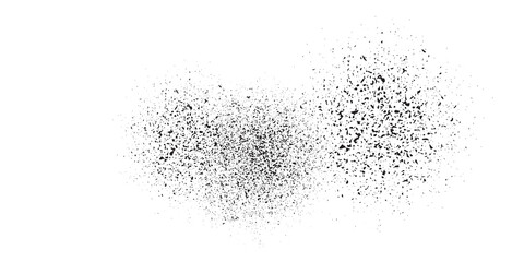 Black Dust and Powder Explosion Set - Abstract Grunge Spray Texture, Isolated Design Elements
