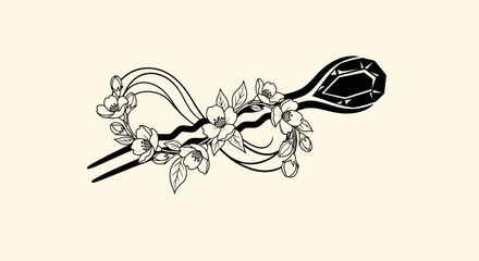 Elegant traditional Asian hairpin decorated with blooming flowers.