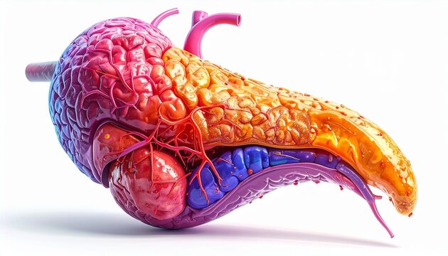 Pancreas Anatomy 3D Medical Illustration of the Pancreatic System