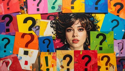 National Punctuation Day –Colorful collage of question marks, exclamation marks, and commas.
