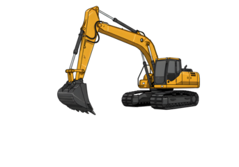 Isolated Yellow Excavator Illustration on a Transparent Background