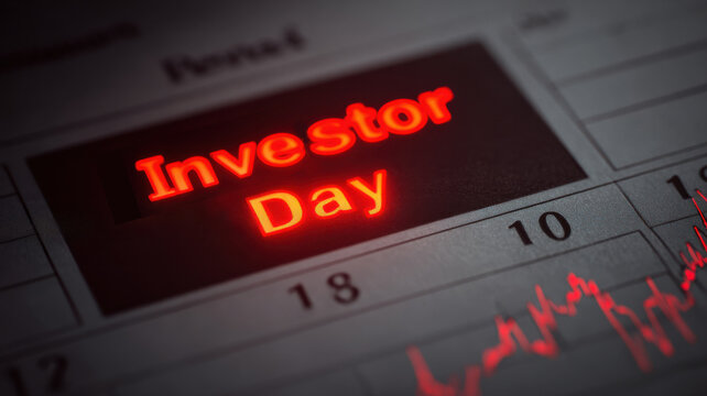 Calendar marked with "Investor Day" glowing, fundraising event