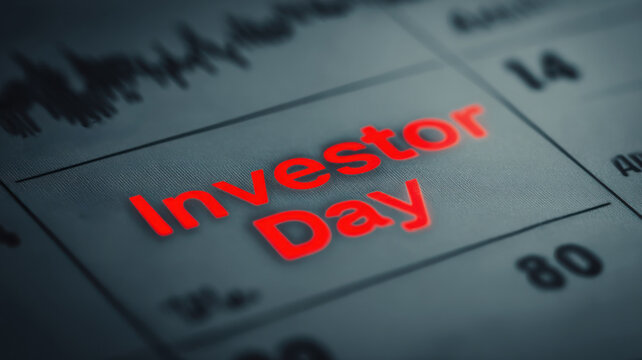Calendar marked with "Investor Day" glowing, fundraising event