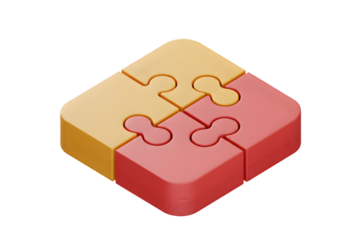 Isometric 3D Illustration Of Colorful Puzzle Pieces On Transparent Background