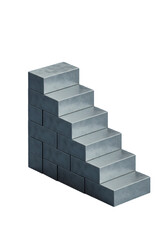 Isometric 3D Rendered Metal Staircase Isolated on Transparent Background