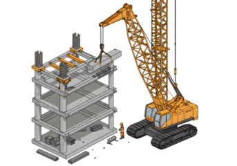 Isometric Illustration Of Construction Site With Crane And Building