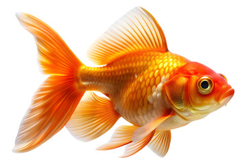 Bright Orange Goldfish with Detailed Fins Isolated on Transparent Background