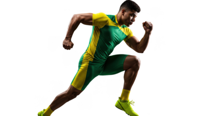 Focused Male Sprinter in Action.