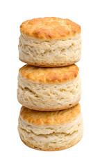 Stack of three biscuits isolated on transparent background