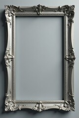 Intricate silver frames against a smooth grey backdrop , texture, line