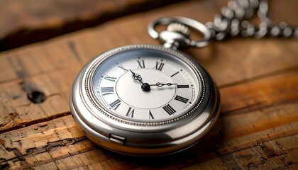 Antique pocket watch on wooden planks