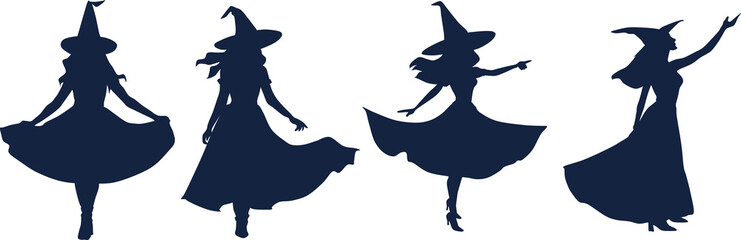 魔女のイラスト(ハロウィーン)シルエット