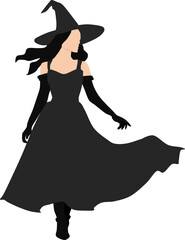  魔女のイラスト(ハロウィーン)シルエット