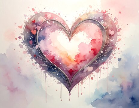 Naklejki Heart Watercolor Art Design