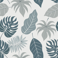 Vector illustration of seamless pattern of tropical leaves for textile